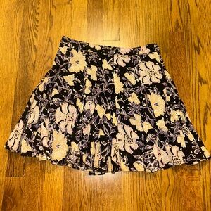 Free People Black and Cream Floral Skater Skirt